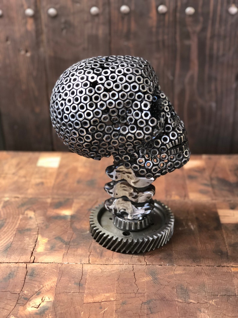 Skull Sculpture/ Skull/ Day of the Dead/ Unique Gifts/ Industrial Decor/ Industrial Art/ Dia De Los Muertos/ Day of the Dead Skull/ Hallowee image 4