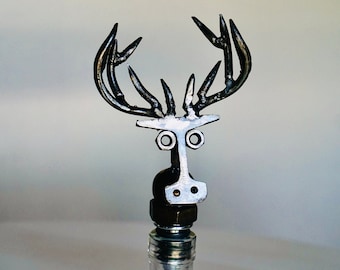 Handmade Reindeer Wine Stopper, Railroad Track Metal Art, Texas Gift