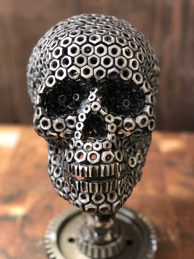 Skull Sculpture/ Skull/ Day of the Dead/ Unique Gifts/ Industrial Decor/ Industrial Art/ Dia De Los Muertos/ Day of the Dead Skull/ Hallowee image 3