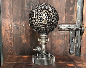 Steampunk Style Industrial Desk Lamp, Metal Gear Accent Lamp