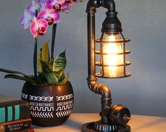 Steampunk Lamp/ Industrial Decor/ Industrial Lamp/ Industrial Table Lamp/ Farmhouse Table Lamp/ Edison Lamp/ Rustic Lamp/ Table Lamp/