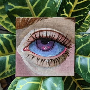 Violet Eyes Original Painting on Small Canvas Original Artwork By Nikki O'connor