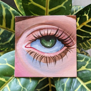 Green Eyes Original Painting on Small Canvas Original Artwork By Nikki O'connor