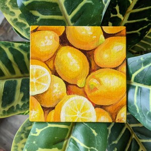 Lemons Original Painting on Small Canvas Original Artwork By Nikki O'connor