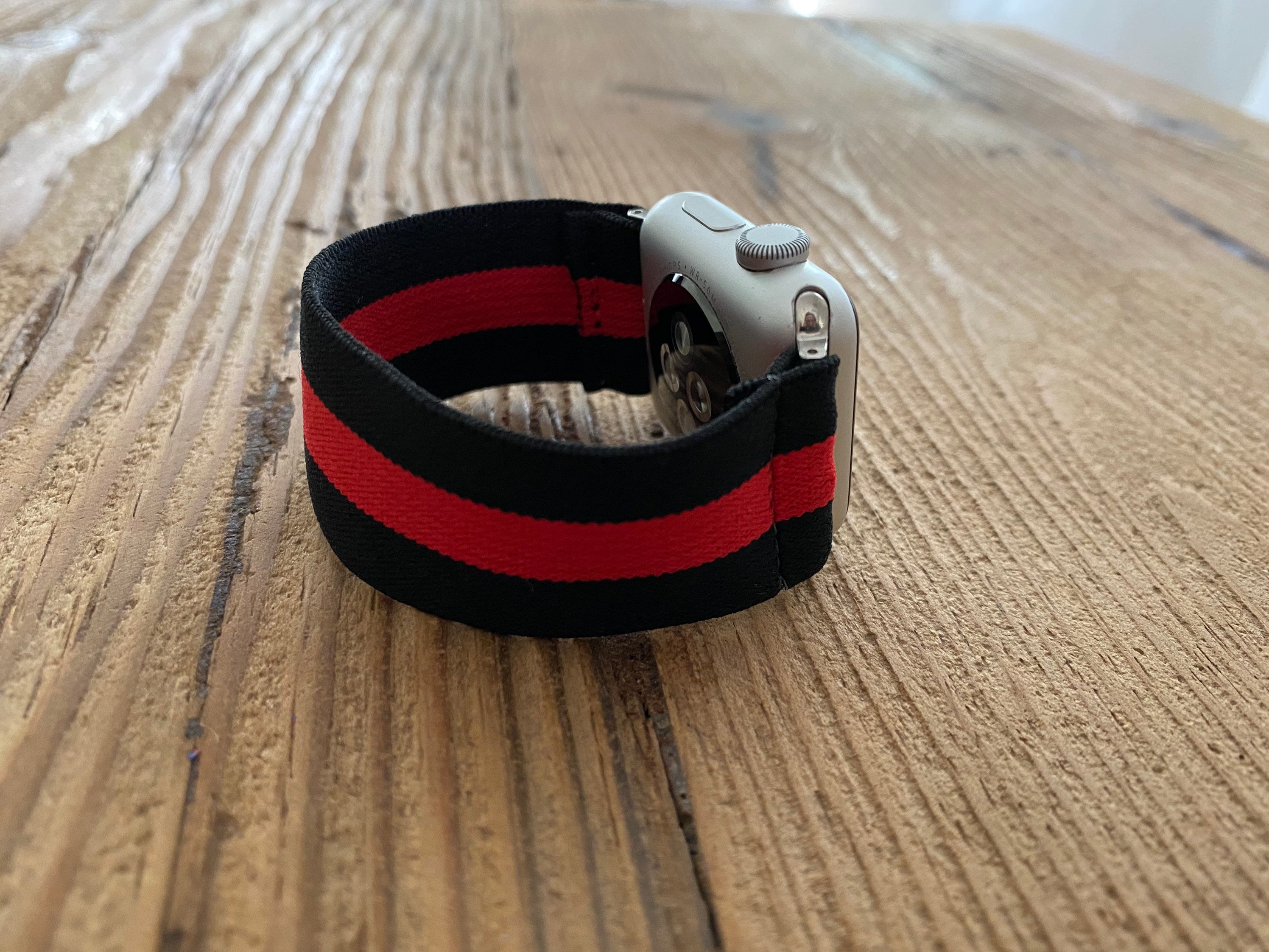 Elastic Stretchy WATCH BAND Black and Red Stripe 38mm 40mm Etsy