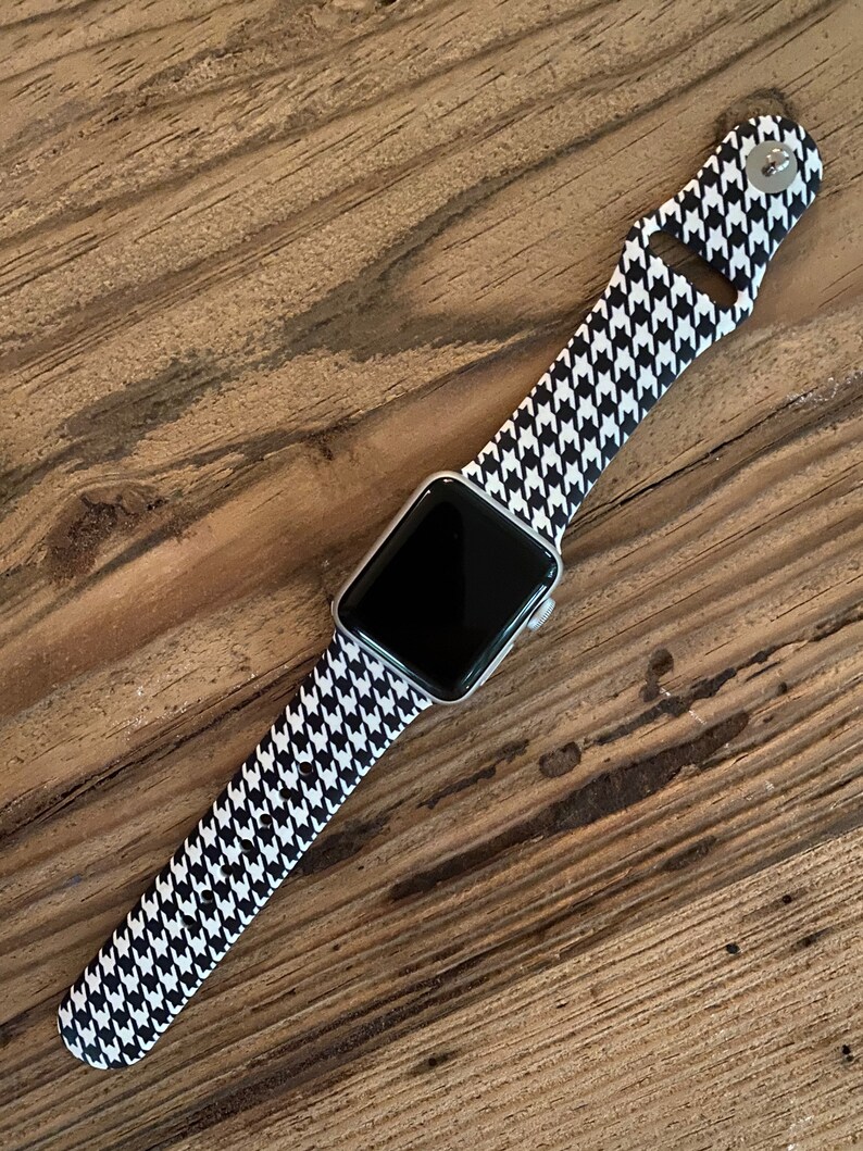 APPLE WATCH BAND Black and White Houndstooth Plaid Print 38mm Etsy