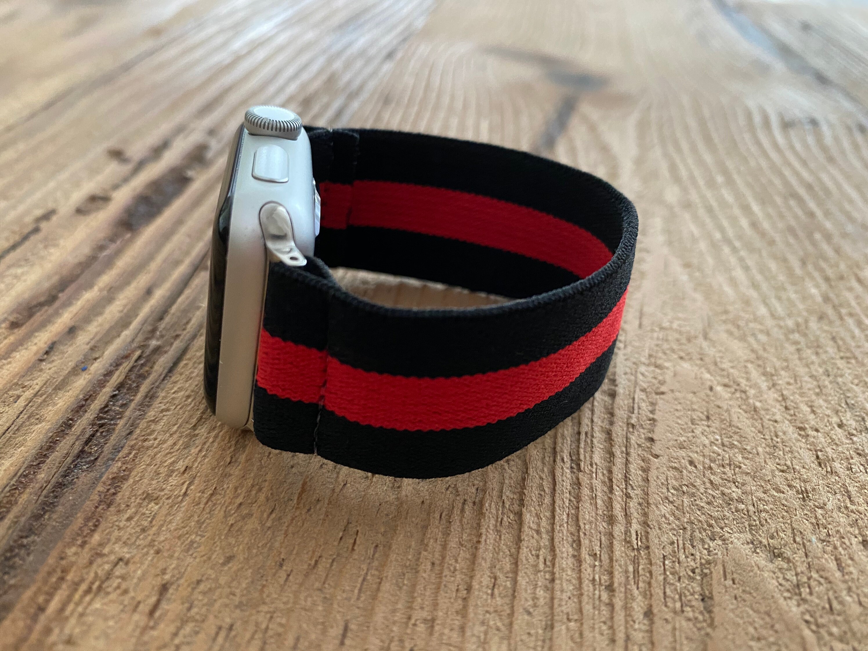 Elastic Stretchy WATCH BAND Black and Red Stripe 38mm 40mm Etsy