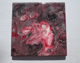 Resin Coaster, Grey Coaster, Unique Coaster, OOAK Coaster, Cup Mat, Paint Pour Coaster, Poured Paint, Fluid Art, Cell Painting