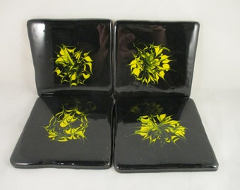 Resin Coasters, Black Coasters, Unique Coasters, OOAK Coasters, Paint Pouring, Paint Pour Coasters, Poured Paint, Fluid Art, Cell Painting
