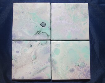 Resin Coasters, Pastel Coasters, Unique Coasters, OOAK Coasters, Paint Pouring, Paint Pour Coasters, Poured Paint, Fluid Art, Cell Painting