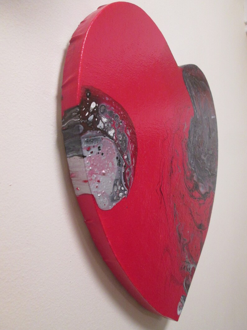Paint Pouring Heart Wall Art Wall Art Painted Canvas Heart Etsy