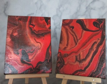 Paint Pouring, Paint Pour Art, Orange Art, Wall Art, Two Part Wall Art, Poured Paint, Fluid Art, Cell Painting, Wall Canvas, Abstract Art,