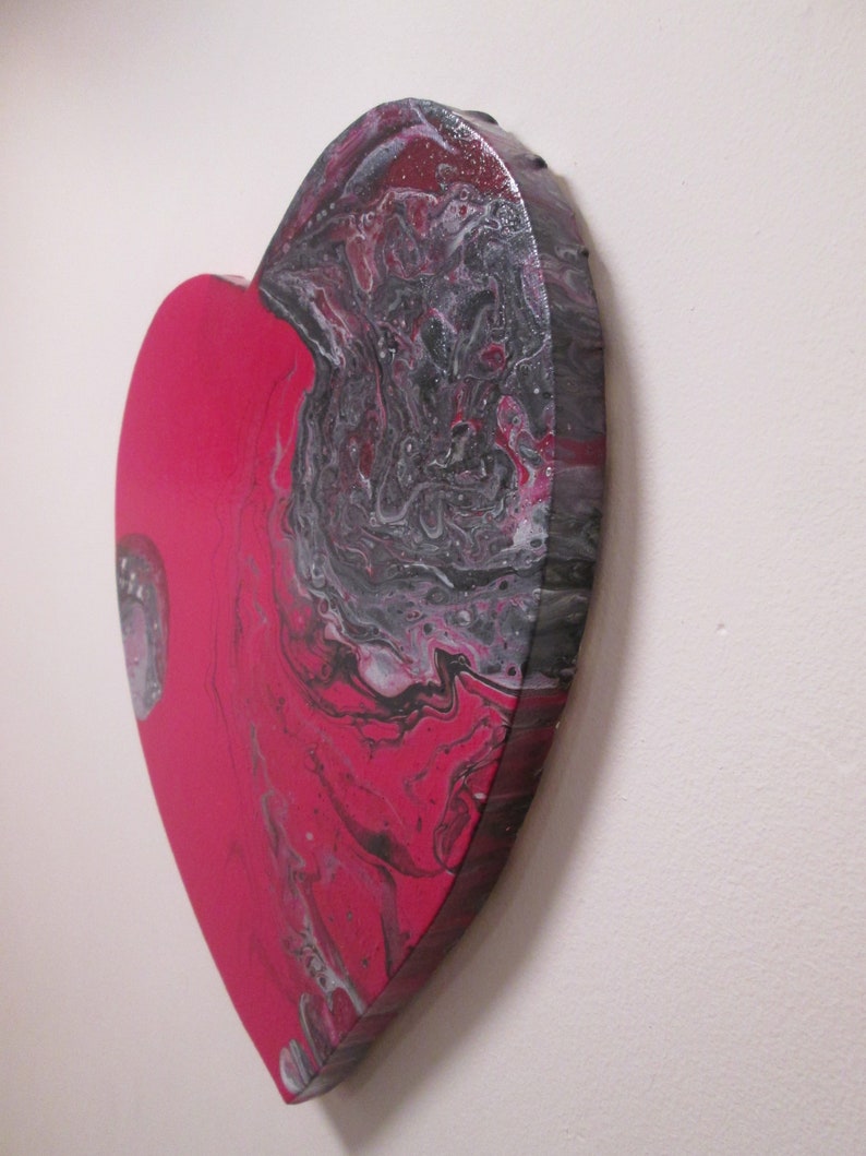 Paint Pouring Heart Wall Art Wall Art Painted Canvas Heart Etsy