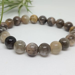 AA Black Moonstone bracelet,  Genuine gemstones, Birthday present, Stretchy bracelet,  Moonstone