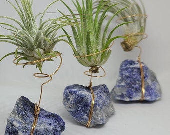 Sodalite Airplant Holder, Airplant Crystal Holder, Home Decor, Birthday Present, Gift for Mom, Unique Gift, Crystal decor, Tillandsia holder