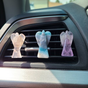 Angel vent clip, Amethyst, Rose quartz, Trolleite, Car bling, Vent clip, Gift for her, Car clip, Car accessories, Car crystal, Protection