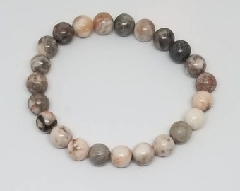 Pink zebra jasper bracelet, Stretchy bracelet,  Bridesmaid gift,  Birthday gift