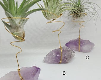 Amethyst Airplant Holder, Airplant Crystal Holder, Home Decor, Birthday Present, Gift for Mom, Unique Gift, Crystal decor, Tillandsia holder