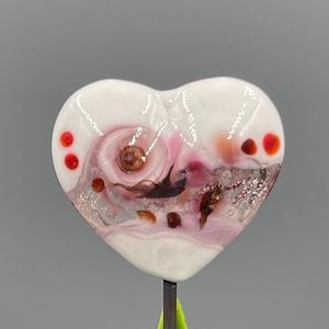 Lampwork Glass Heart Plant Stake, Heart Indoor Plant Decor, Valentine&#39;s Day Plant Stick, Garden Decorations Gifts for Her, Made in USA
