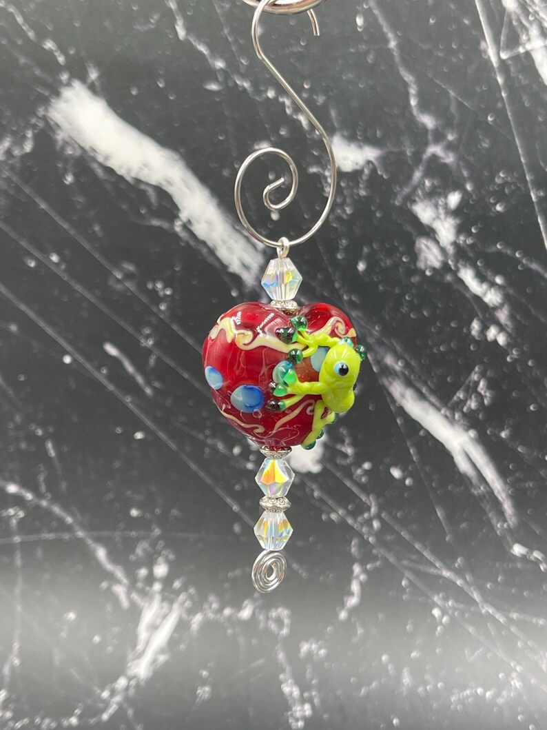 Hand Blown Lampwork Glass Frog Ornament, Frog Window Sun Catcher, Frog