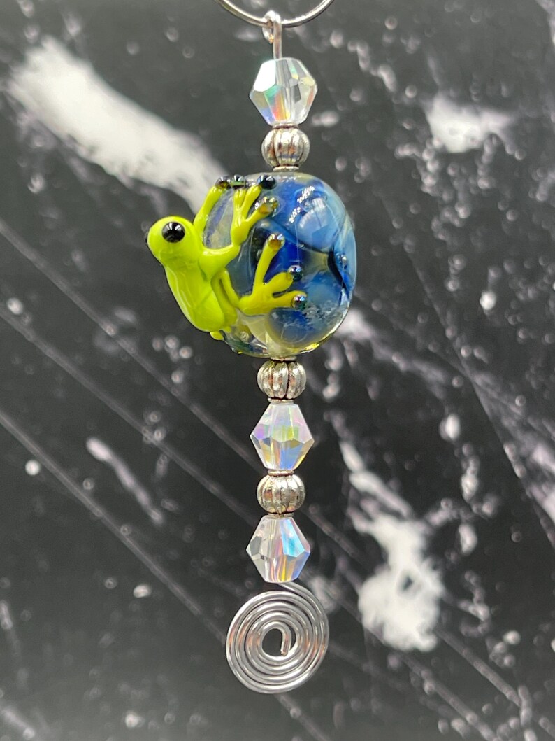 Hand Blown One Lampwork Glass Frog Ornament, Frog Window Sun Catcher