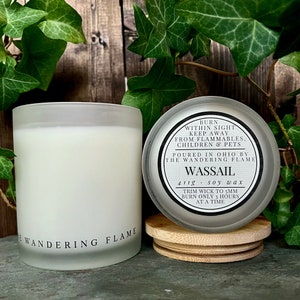Wassail | 16oz Double Wick Handpoured Scented Candle | Holiday Collection | Bamboo Wood Lid | 100% Pure Soy Candle | Toxin Free