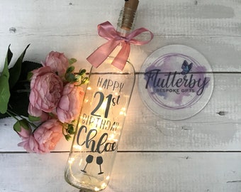 Personalised Light Up Wine Bottle Birthday Gift