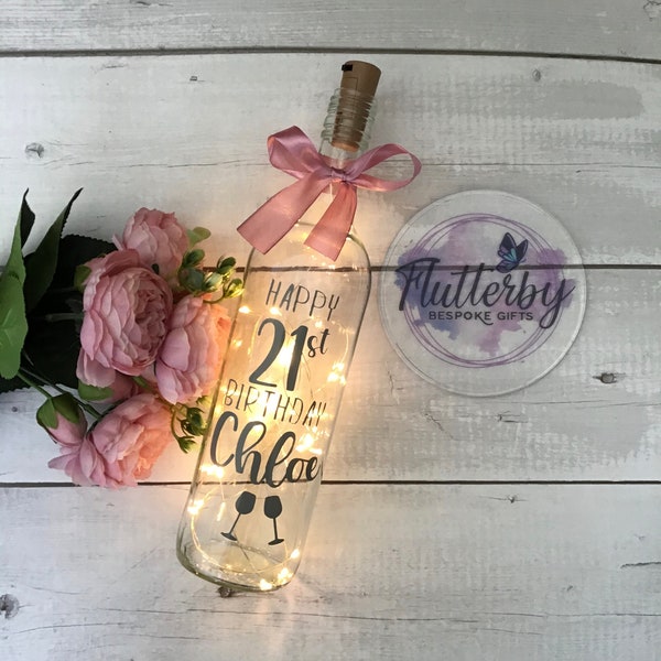 Personalised Light Up Wine Bottle Birthday Gift