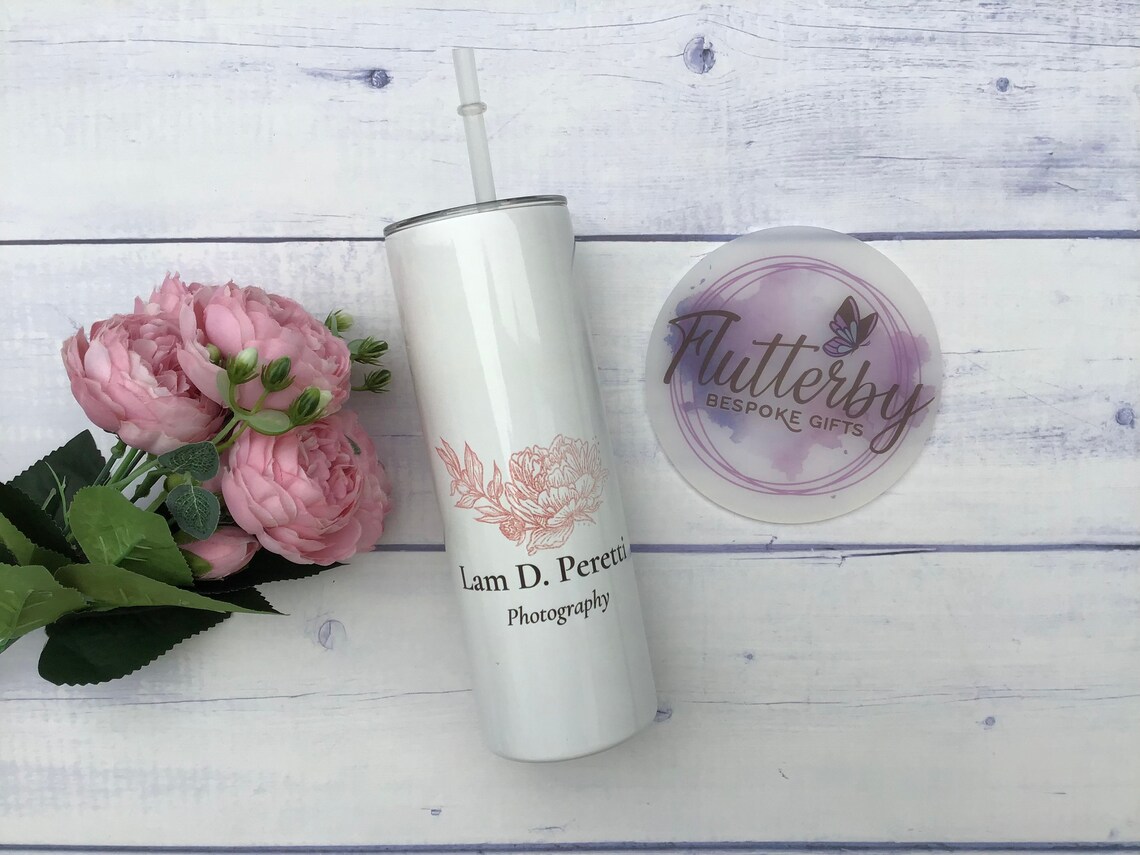 Printed logo tumbler insulated travel mug with business logo | Etsy