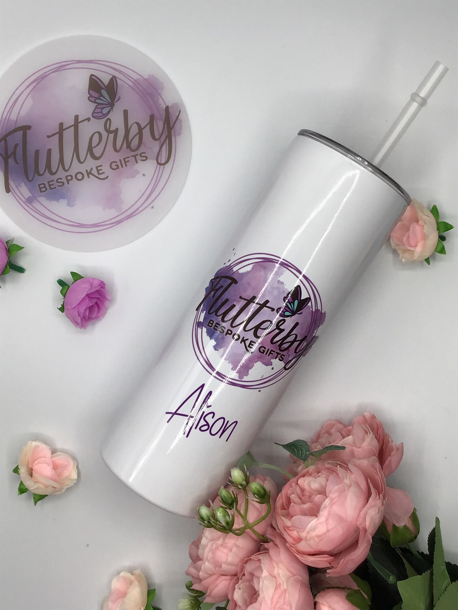Printed logo tumbler insulated travel mug with business logo | Etsy