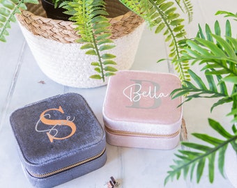 Joyero de terciopelo personalizado / Estuche de viaje para joyas