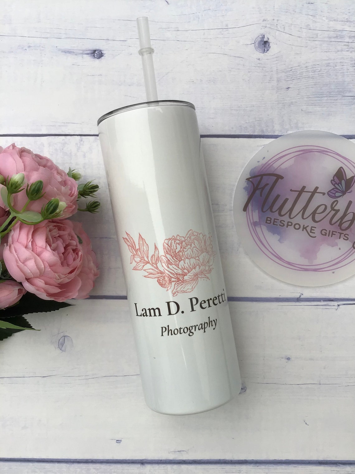 Printed logo tumbler insulated travel mug with business logo | Etsy