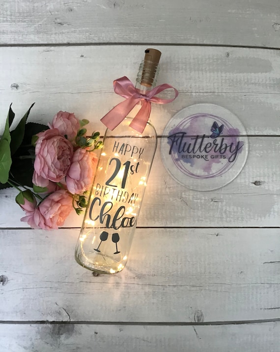 Personalised Light Up Wine Bottle Birthday Gift