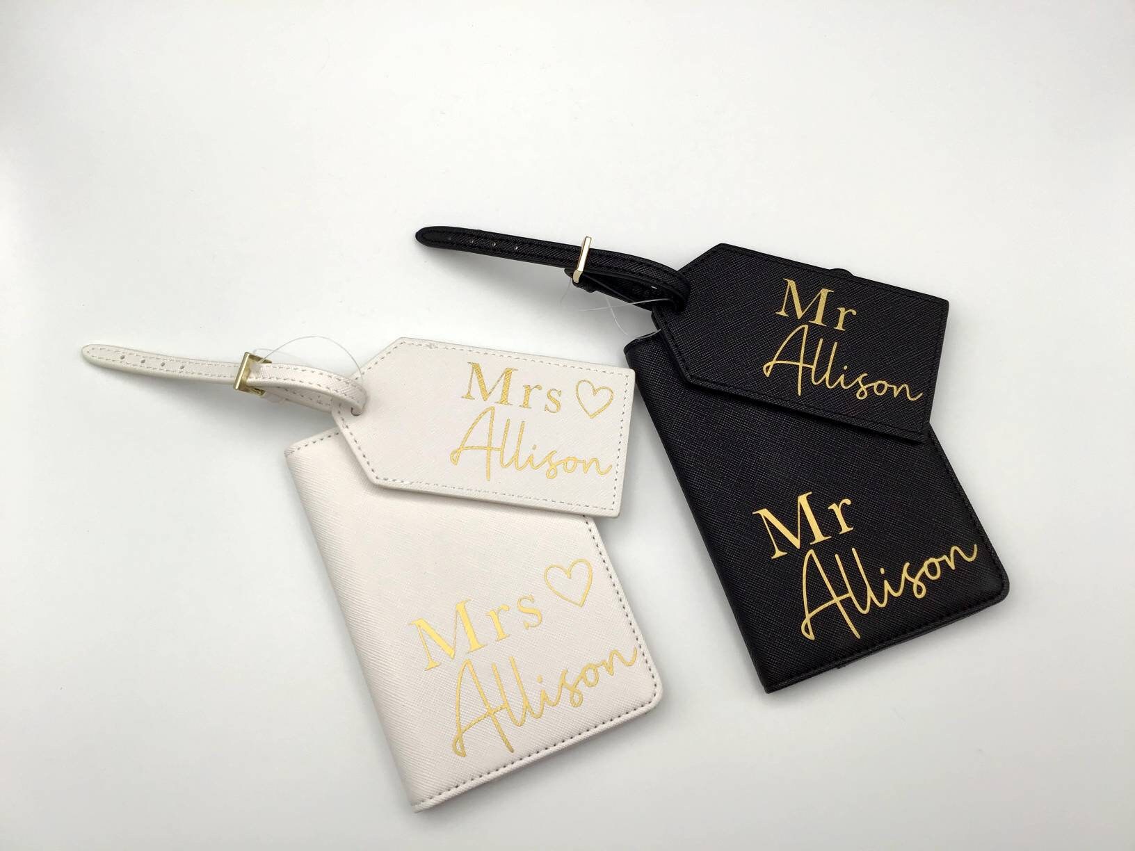 Mr and Mrs Passport cover and luggage tag set his and hers | Etsy