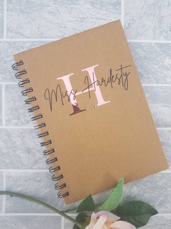 Personalised notebook and pen name and initial notebook Etsy