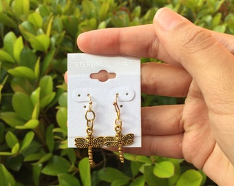 Gold Dragonfly Earrings