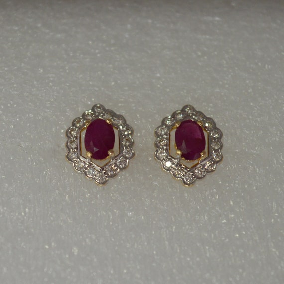 Ethnic handmade ruby stud earrings - Statement Je… - image 6