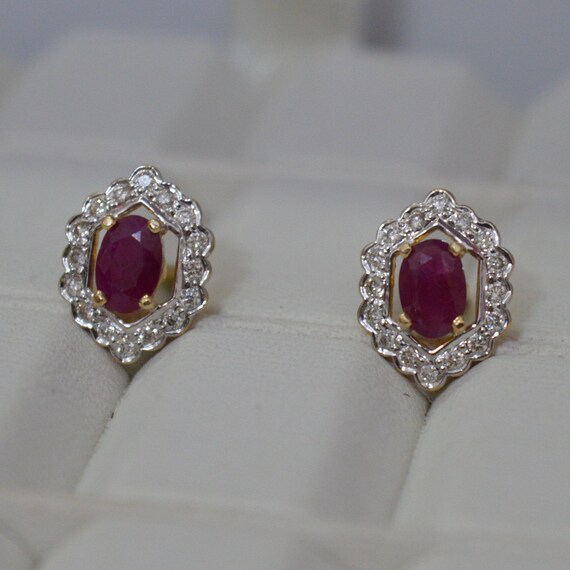 Ethnic handmade ruby stud earrings - Statement Je… - image 2