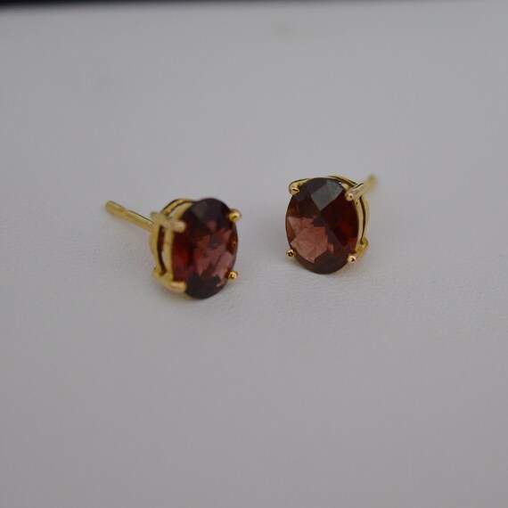 Basic Checkered Garnet stud earrings - Statement … - image 7
