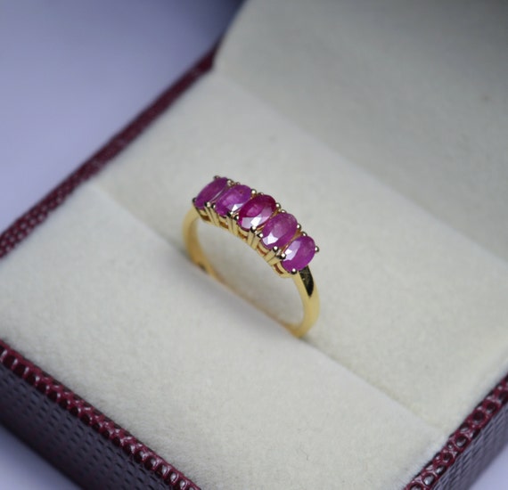 Beautiful Antique Ruby Five Stone Ring- Handmade … - image 2