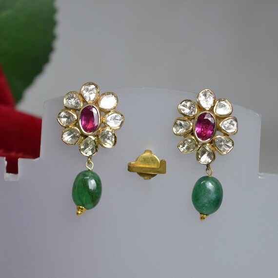 Vintage Style Multi Stone Royal Ruby Emerald Polk… - image 2
