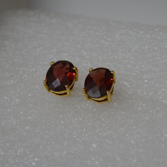 Basic Checkered Garnet stud earrings - Statement … - image 4