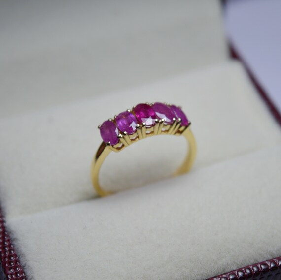 Beautiful Antique Ruby Five Stone Ring- Handmade … - image 3