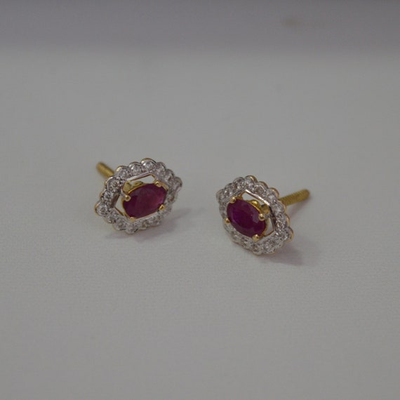 Ethnic handmade ruby stud earrings - Statement Je… - image 8
