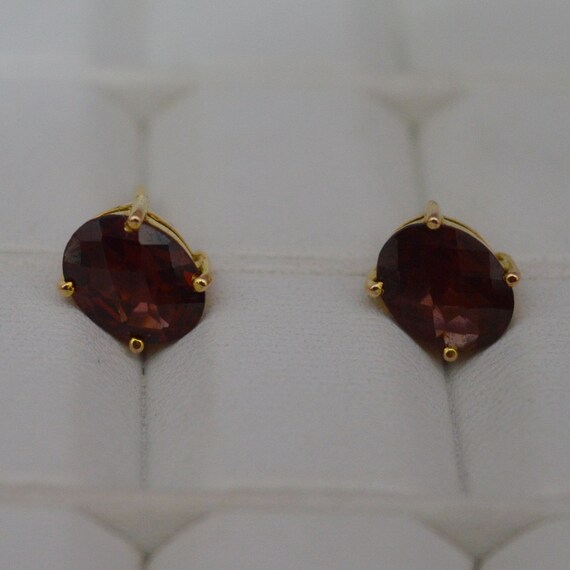 Basic Checkered Garnet stud earrings - Statement … - image 2