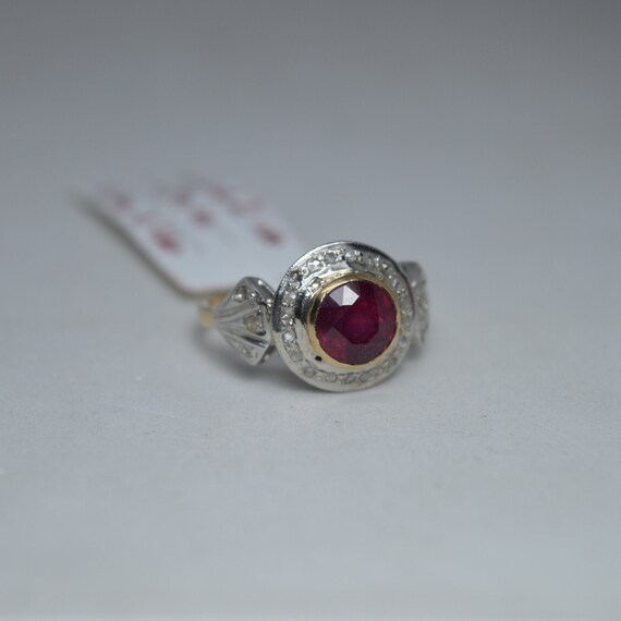 Vintage Victorian Style Ruby Rosecut Diamond Ring… - image 2