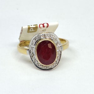 Antique Vintage Style Ruby Diamond Ring - 14KYGR0111