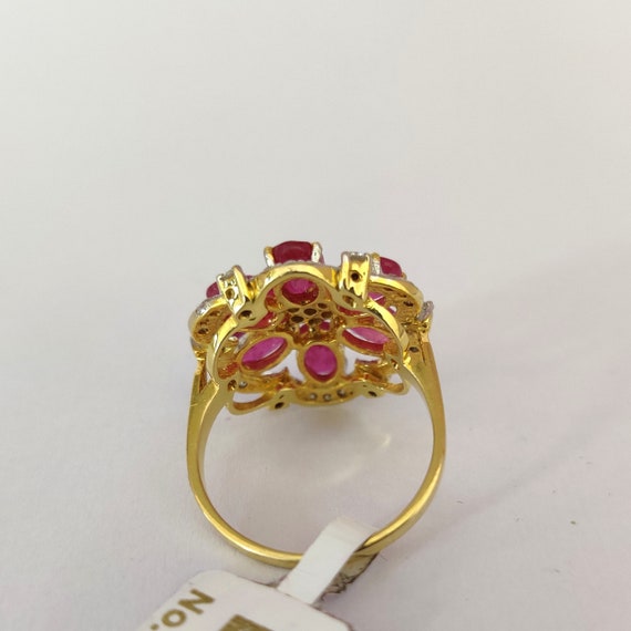Ethnic Ruby 14k gold Diamond Ring - Statement Jew… - image 6