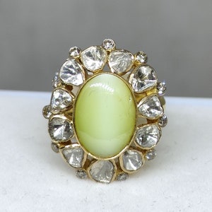 Vintage Handmade Natural Chrysoberyl Cat&#39;s Eye Ring - 14KYGR036