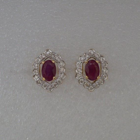 Ethnic handmade ruby stud earrings - Statement Je… - image 3